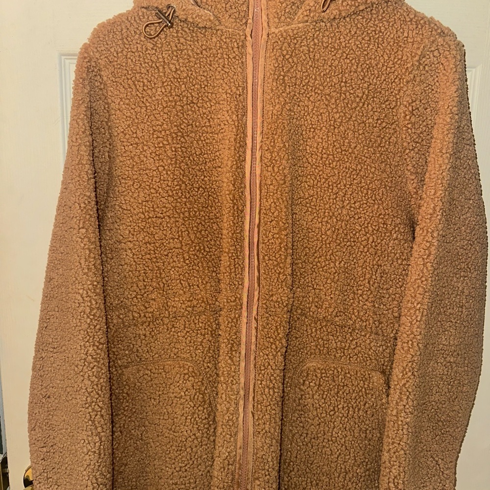 Time and Tru Tan Puffer Jacket with Hood